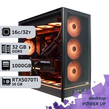 Робоча станція PowerUp Desktop #769 Ryzen 9 9950x/32 GB/SSD 1TB/GeForce RTX 5070Ti 16GB