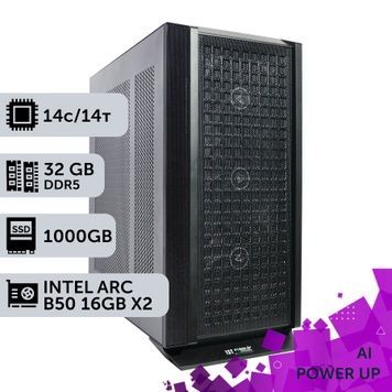 AI Workstation PowerUp #87 Core Ultra 5 245KF/32 GB/SSD 1TB/Intel Arc B50 16GB x2