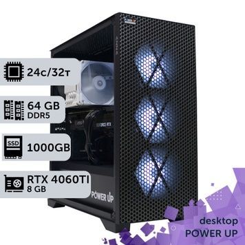 Робоча станція PowerUp Desktop #383 Core i9 14900K/64 GB/SSD 1TB/GeForce RTX 4060Ti 8GB