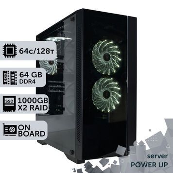 Сервер двухпроцессорный TOWER PowerUp #63 AMD EPYC 7551 x2/64 GB/SSD 1TB х2