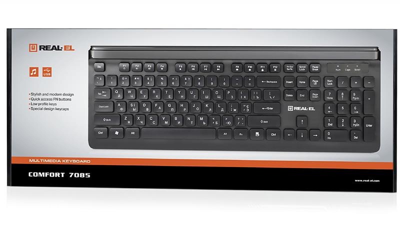 Keyboard REAL-EL Comfort 7085 Ukr Black