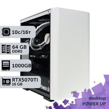 Рабочая станция PowerUp Desktop #624 Core i5 14400F/64 GB/SSD 1TB/GeForce RTX 5070Ti 16GB