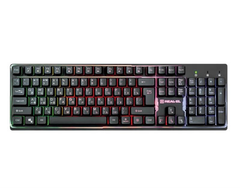 Keyboard REAL-EL Comfort 7011 Backlit Ukr Black