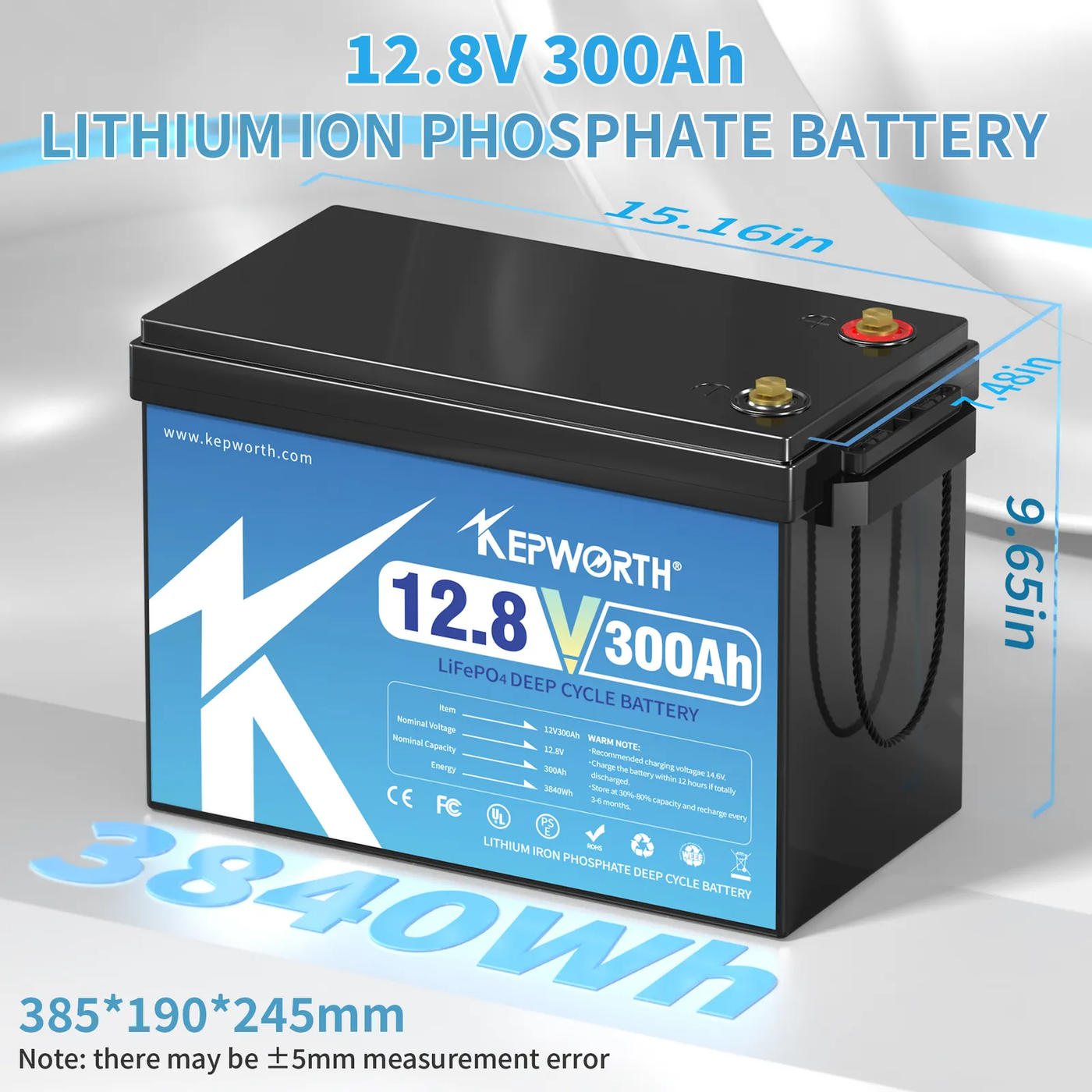 Акумуляторна батарея Kepworth 12V 300Ah Lifepo4 LiFePO4, BMS (3840W*h)