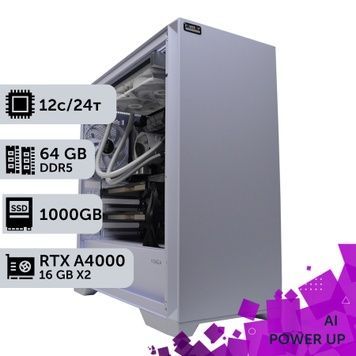 AI Workstation PowerUp #19 Ryzen 9 7900x/64 GB/SSD 1TB/NVIDIA Quadro RTX A4000 16GB x2