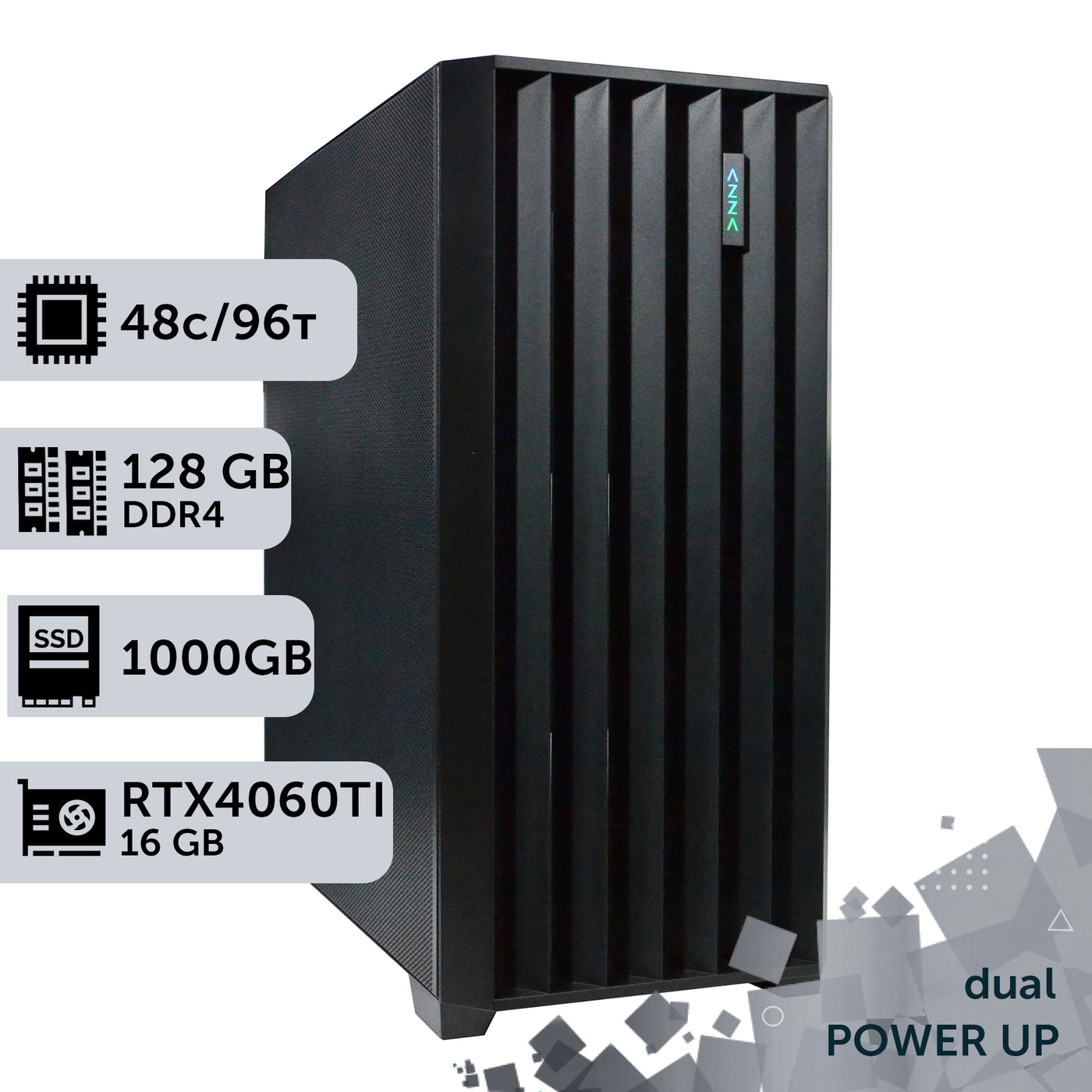 PowerUp Dual-Processor Workstation #492 Xeon Platinum 8259 x2/128 GB/HDD 2 TB/SSD 1TB/GeForce RTX 4060Ti 16GB