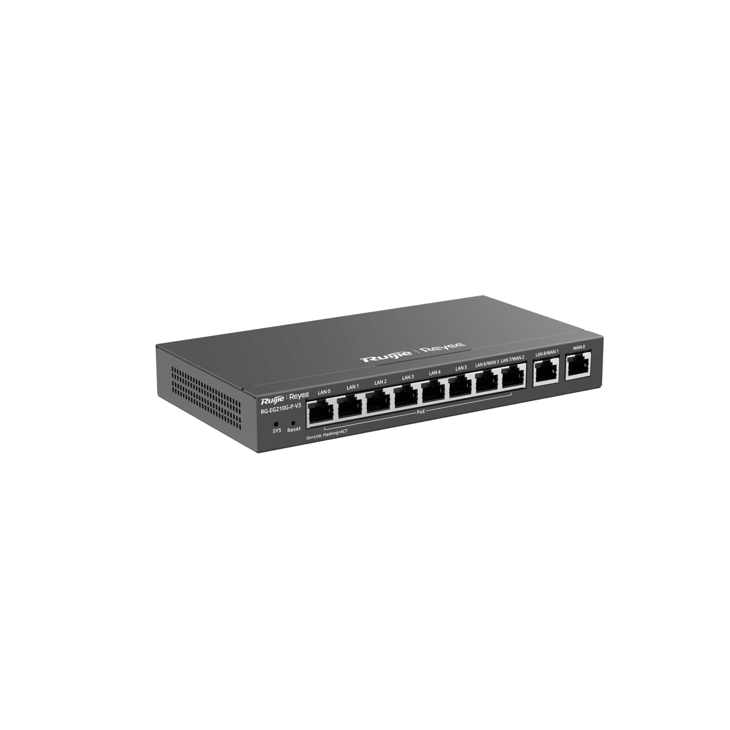 Вид ззаду маршрутизатора Ruijie Reyee RG-EG210G-P V3 з портами Gigabit Ethernet та PoE