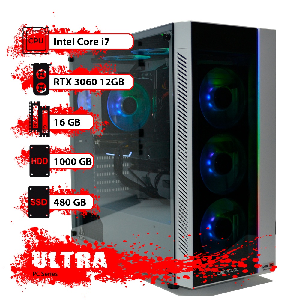 Игровой компьютер GamePC Ultra #75 Core i7 11700F/16 GB/HDD 1 TB/SSD 480 GB/GeForce RTX 3060 12GB