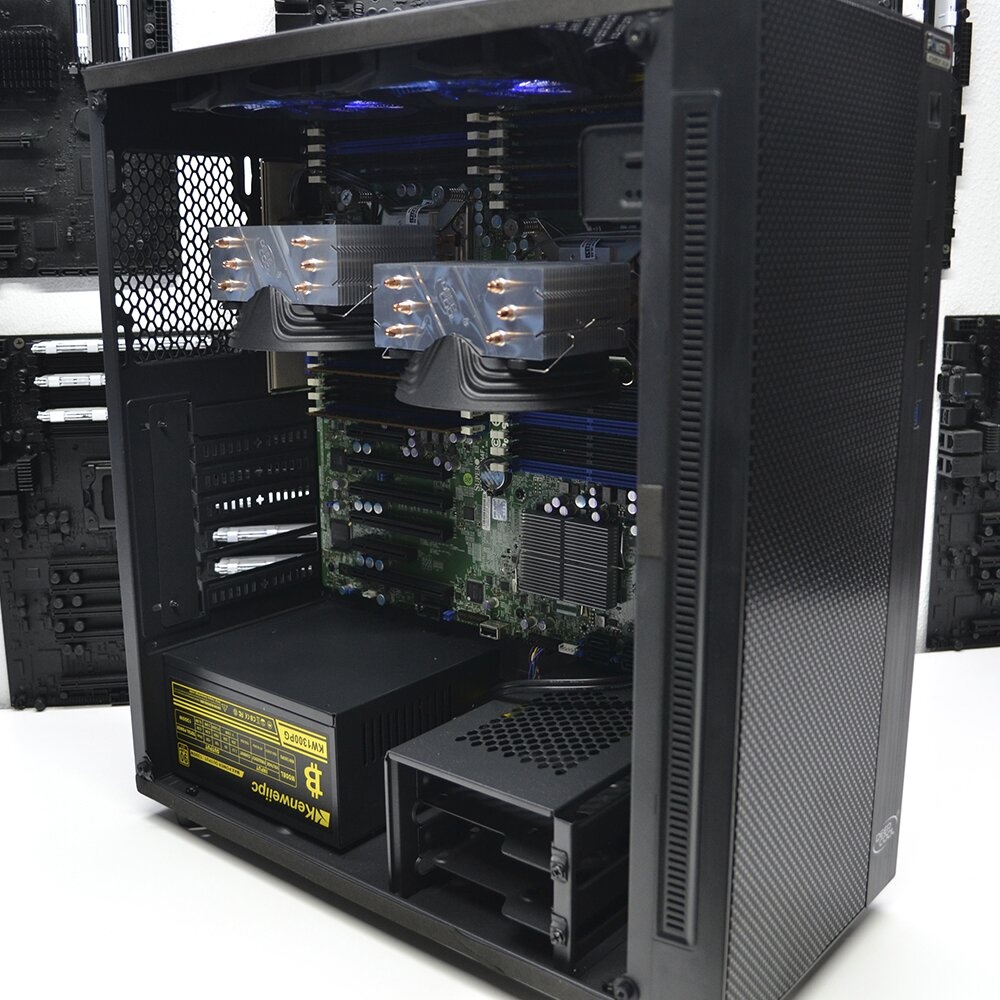 Сервер двухпроцессорный TOWER PowerUp #25 Xeon E5 2670 x2/32 GB/HDD 2 TB х2 Raid/Int Video