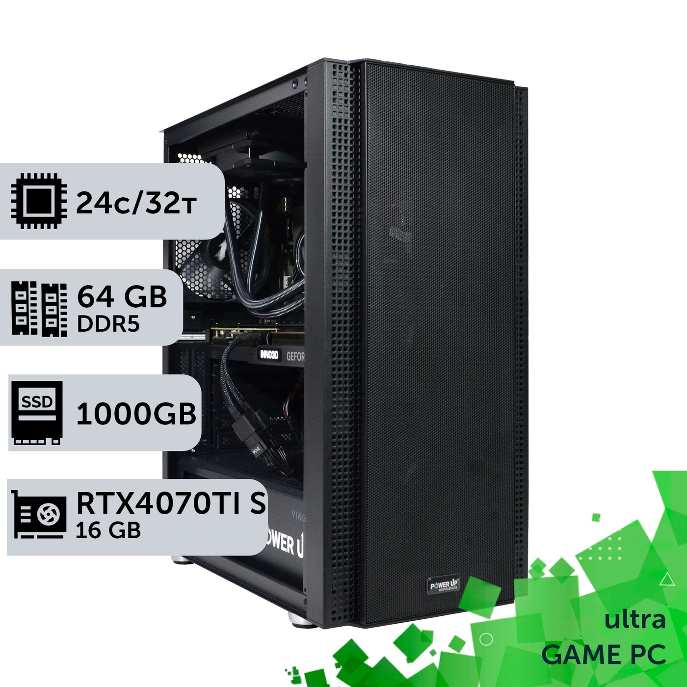 Ігровий комп'ютер GamePC Ultra #356 Core i9 14900K/64 GB/SSD 1TB/GeForce RTX 4070Ti Super 16GB