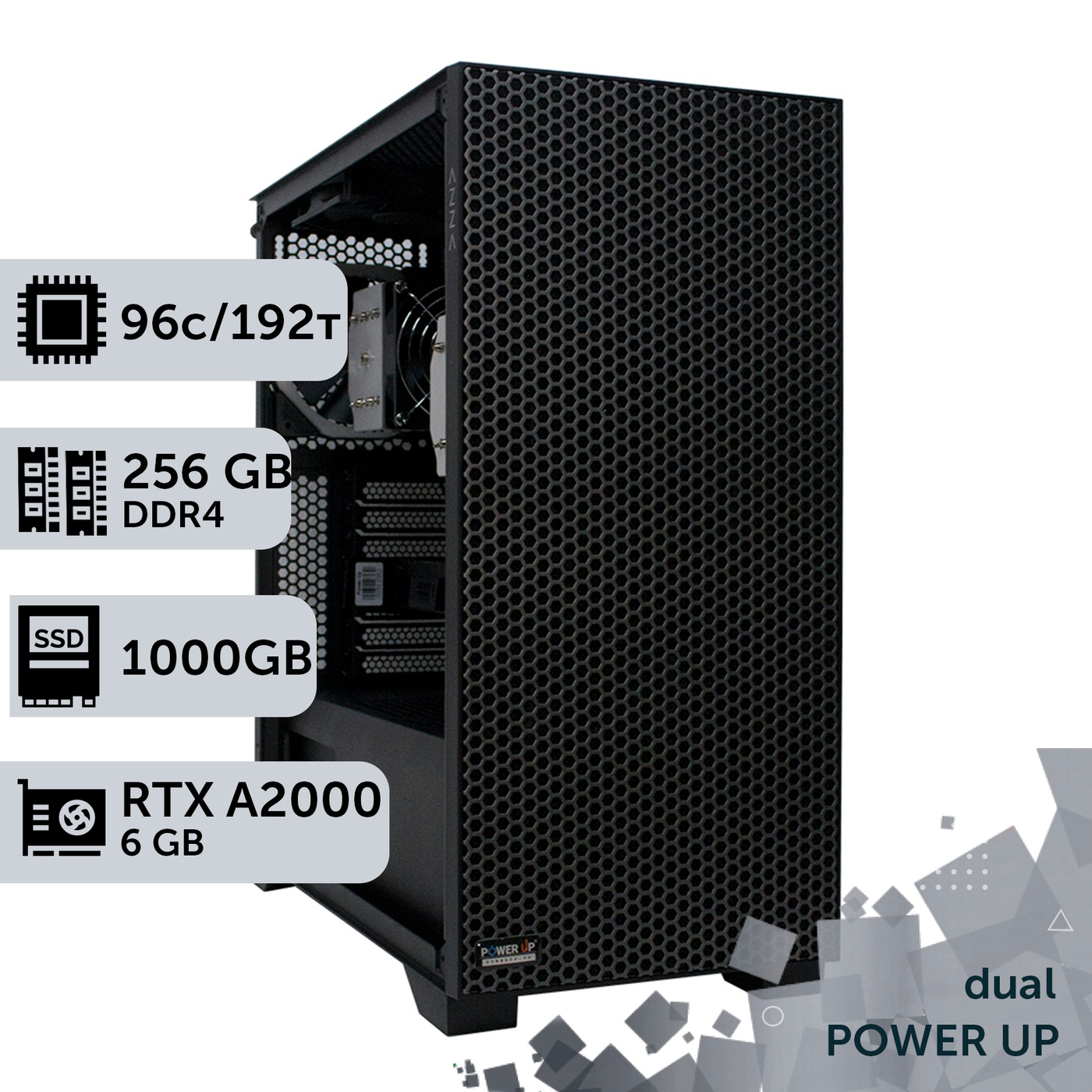 Двухпроцессорная рабочая станция PowerUp #381 AMD EPYC 7642 x2/256 GB/SSD 1TB/NVIDIA Quadro RTX A2000 6GB