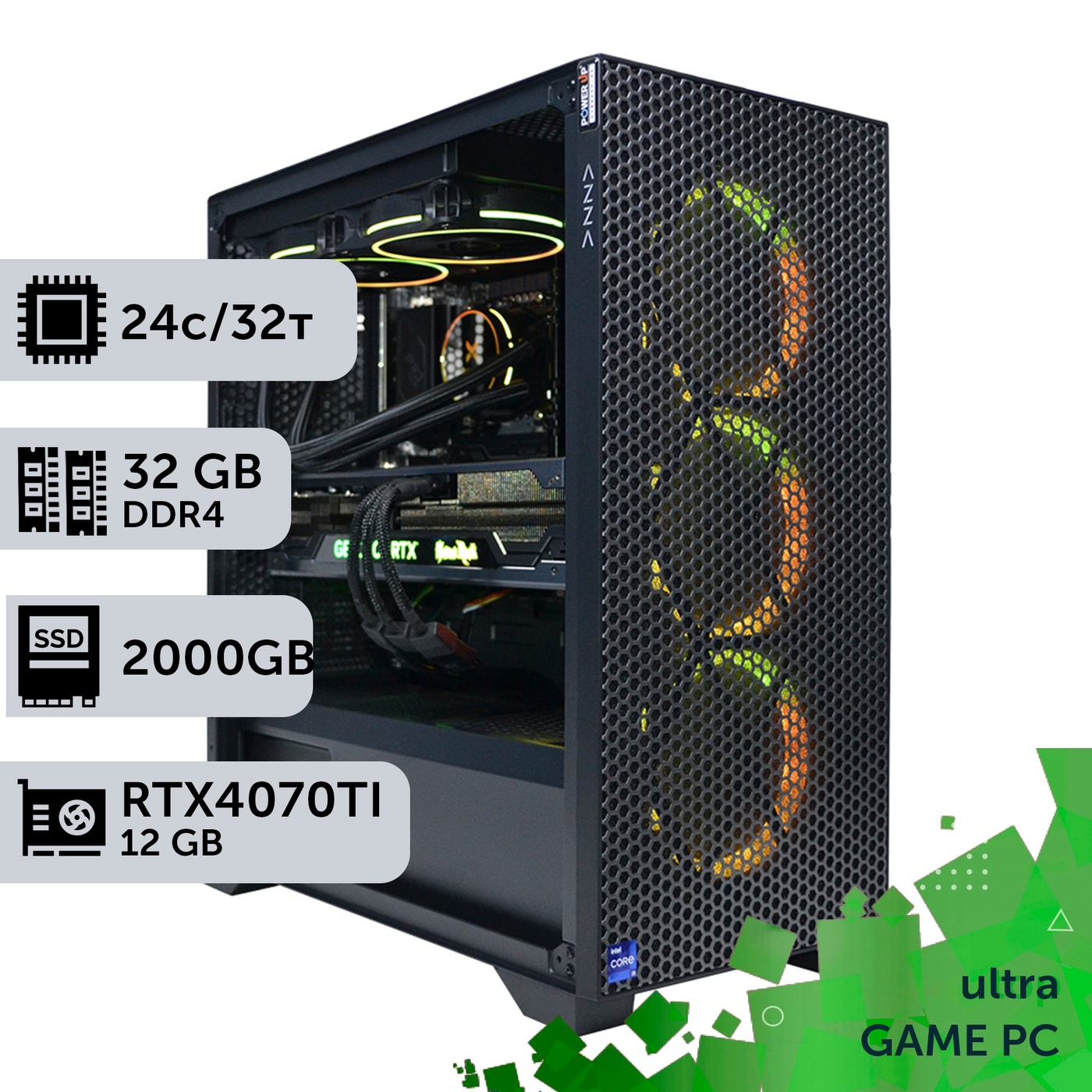 Игровой компьютер GamePC Ultra #169 Core i9 13900F/32 GB/HDD 1 TB/SSD 2TB/GeForce RTX 4070Ti 12GB