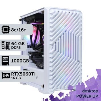 Робоча станція PowerUp Desktop #705 Ryzen 7 8700F/64 GB/SSD 1TB/GeForce RTX 5060Ti 16GB