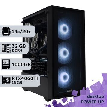 Рабочая станция PowerUp Desktop #304 Core i5 14600K/32 GB/SSD 1TB/GeForce RTX 4060Ti 16GB