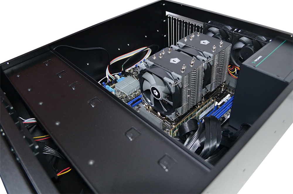 Сервер двухпроцессорный TOWER PowerUp #80 Xeon E5 2673 v4 x2/64 GB/SSD 1TB х2 Raid/Int Video