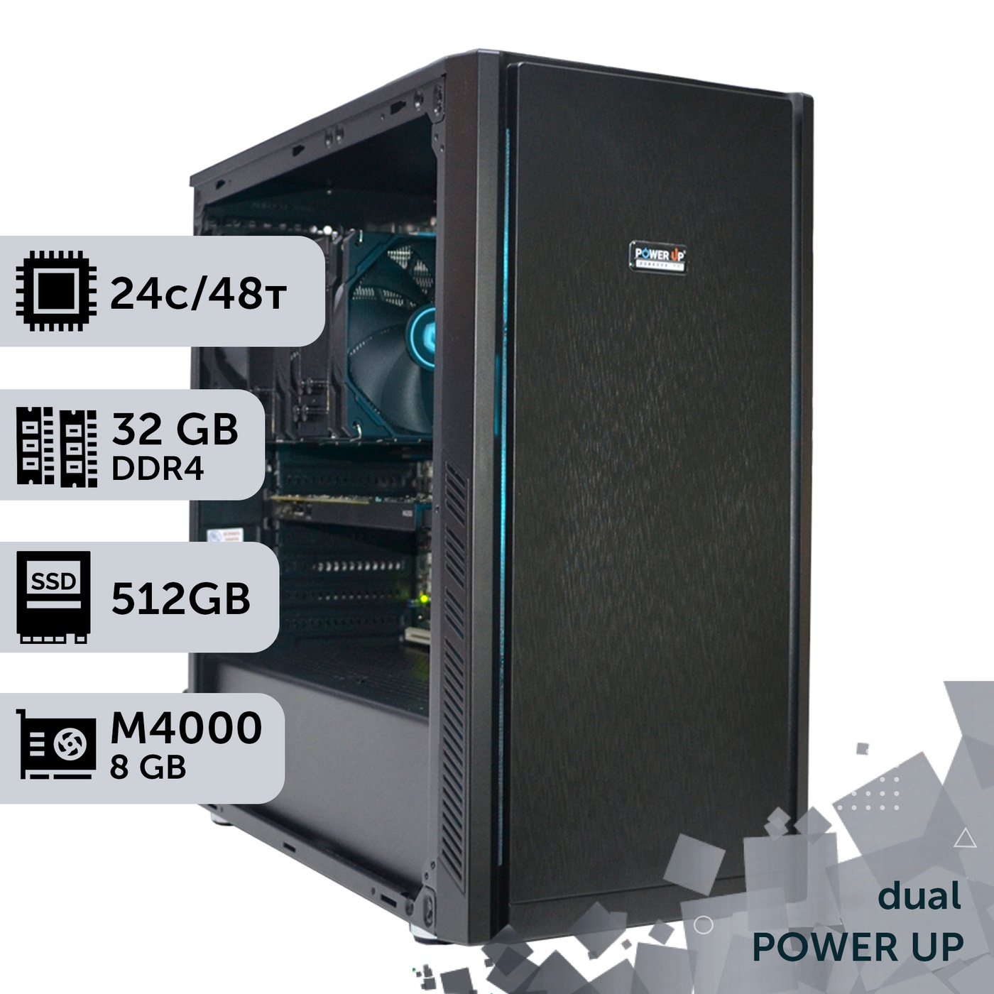 Двухпроцессорная рабочая станция PowerUp #205 Xeon E5 2690 v3 x2/32 GB/HDD 1 TB/SSD 512GB/NVIDIA Quadro M4000 8GB