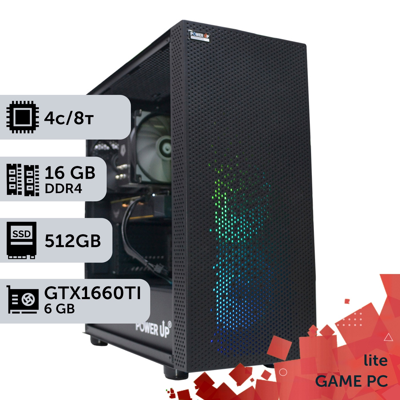 Ігровий комп'ютер GamePC Lite #135 Core i3 10100F/16 GB/SSD 512GB/GeForce GTX 1660Ti 6GB