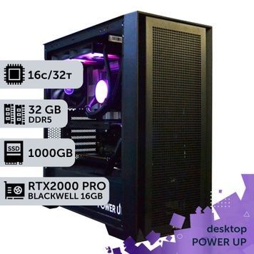 Робоча станція PowerUp Desktop #786 Ryzen 9 9950x/32 GB/SSD 1TB/NVIDIA Quadro RTX PRO 2000B 16GB