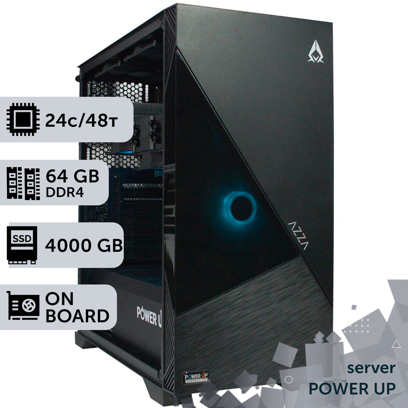 Сервер двопроцесорний TOWER PowerUp #59 Xeon E5 2690 v3 x2/64 GB/SSD 4TB/Int Video