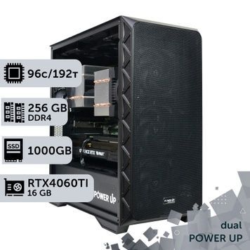 Двухпроцессорная рабочая станция PowerUp #400 AMD EPYC 7642 x2/256 GB/SSD 1TB/GeForce RTX 4060Ti 16GB