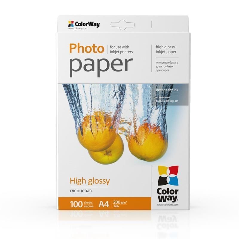 Фотопапір ColorWay глянцевий 200г/м2 A4 100 арк. (PG200100A4)