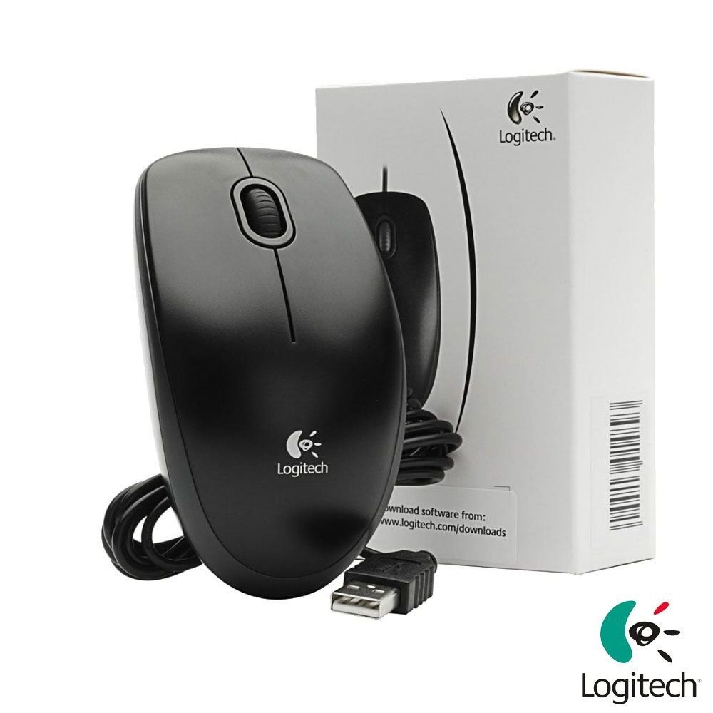 Мышка Logitech B100 Black Business, USB проводная, черная