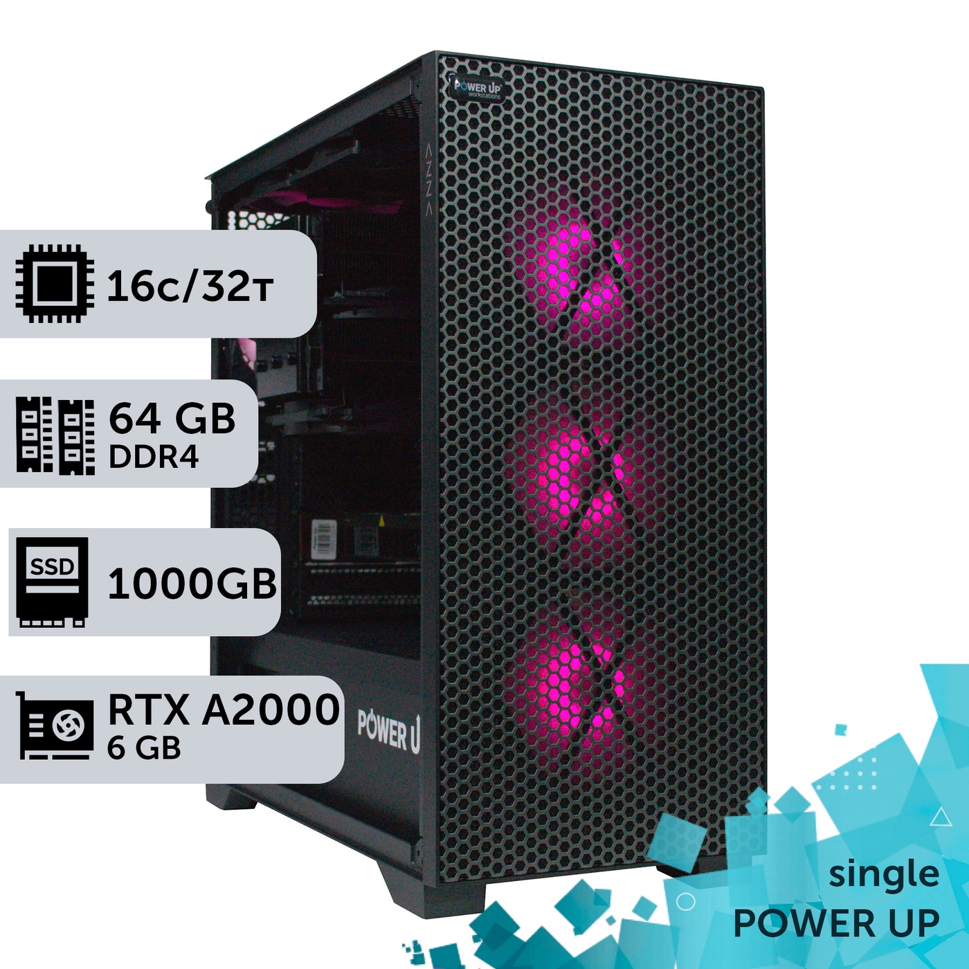 Рабочая станция PowerUp #268 AMD EPYC 7F52/64 GB/SSD 1TB/NVIDIA Quadro RTX A2000 6GB