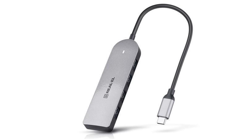 USB-хаб REAL-EL CQ-415 USB Type-C 4-в-1