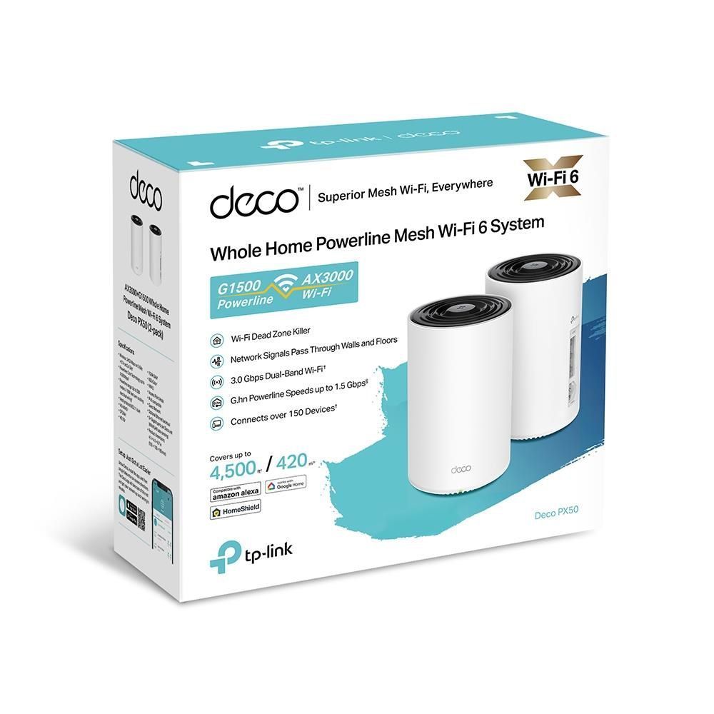 Домашняя Powerline Mesh Wi-Fi система (2шт в комплекте), Deco PX50(2-pack) TP-LINK