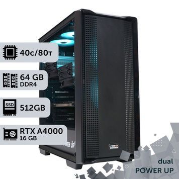 Двухпроцессорная рабочая станция PowerUp #211 Xeon E5 2673 v4 x2/64 GB/HDD 1 TB/SSD 512GB/NVIDIA Quadro RTX A4000 16GB