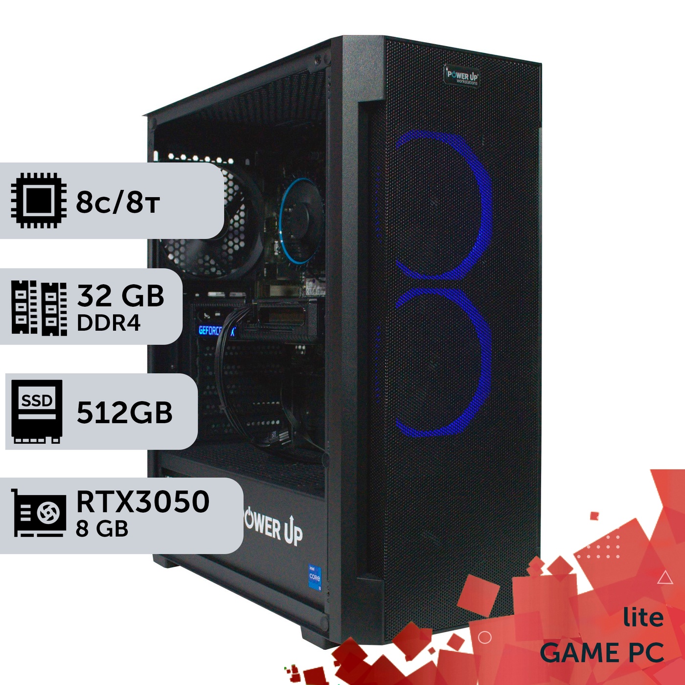 Игровой компьютер GamePC Lite #123 Core i3 10100F/32 GB/HDD 1 TB/SSD 512GB/GeForce RTX 3050 8GB