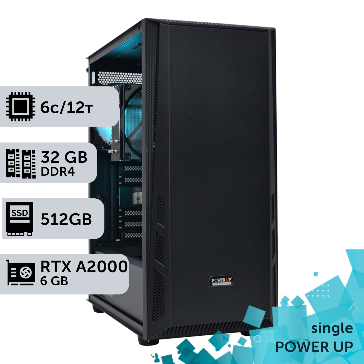 Рабочая станция PowerUp #225 Xeon E5 2643 v3/32 GB/SSD 512GB/NVIDIA Quadro RTX A2000 6GB