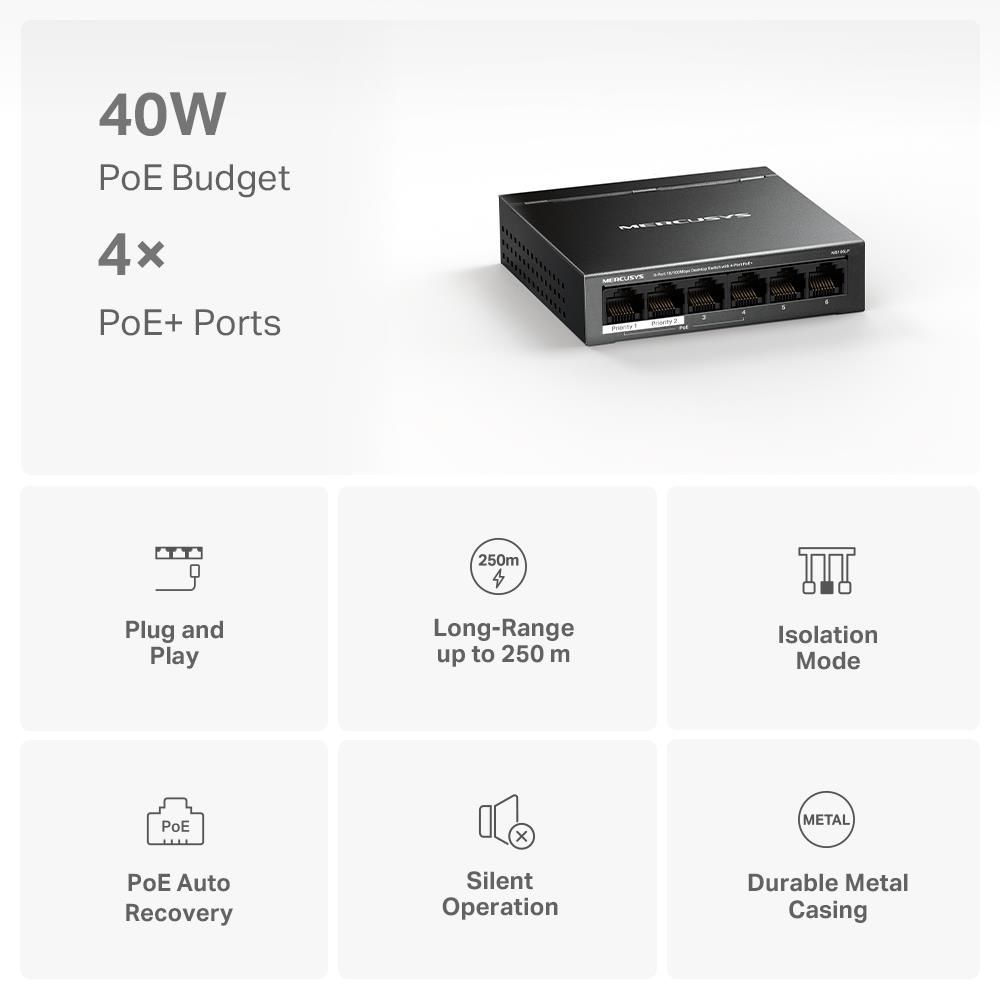 NET SWITCH MERCUSYS 6PORT /100 Mbps (MS106LP)