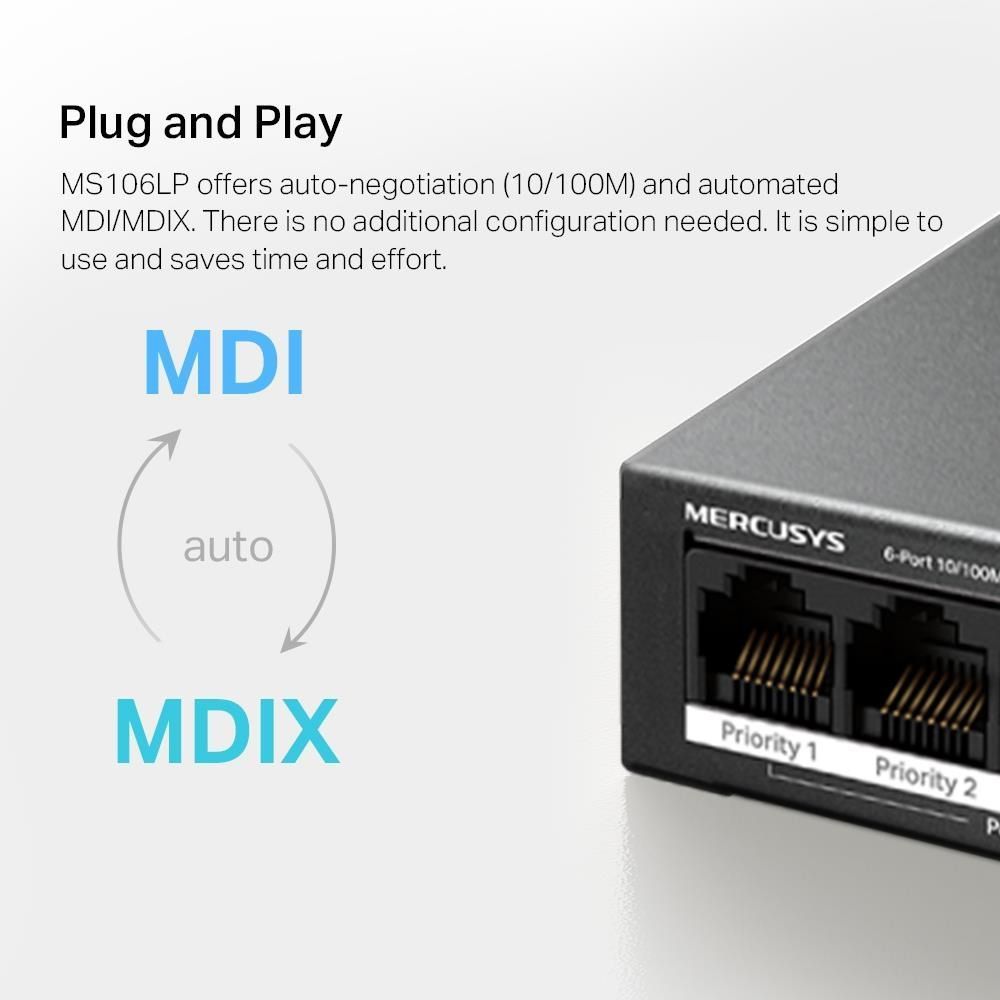 NET SWITCH MERCUSYS 6PORT /100 Mbps (MS106LP)