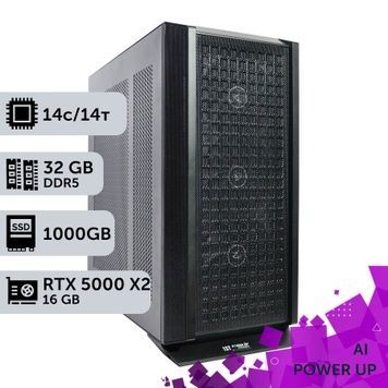 AI Workstation PowerUp #68 Core Ultra 5 245KF/32 GB/SSD 1TB/NVIDIA Quadro RTX5000 16GB x2