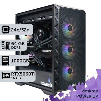 Рабочая станция PowerUp Desktop #717 Core i9 14900K/64 GB/SSD 1TB/GeForce RTX 5060Ti 16GB