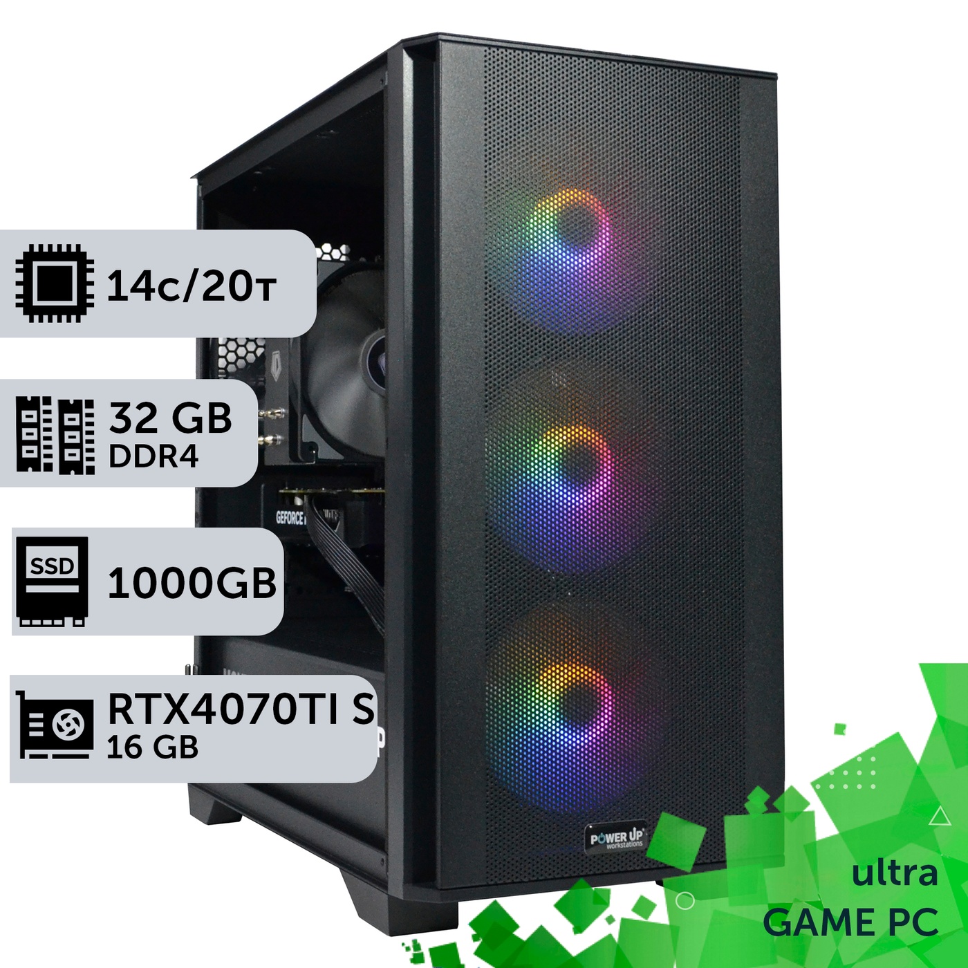 Ігровий комп'ютер GamePC Ultra #323 Core i5 14600K/32GB/HDD 2TB/SSD 1TB/GeForce RTX 4070Ti Super 16GB
