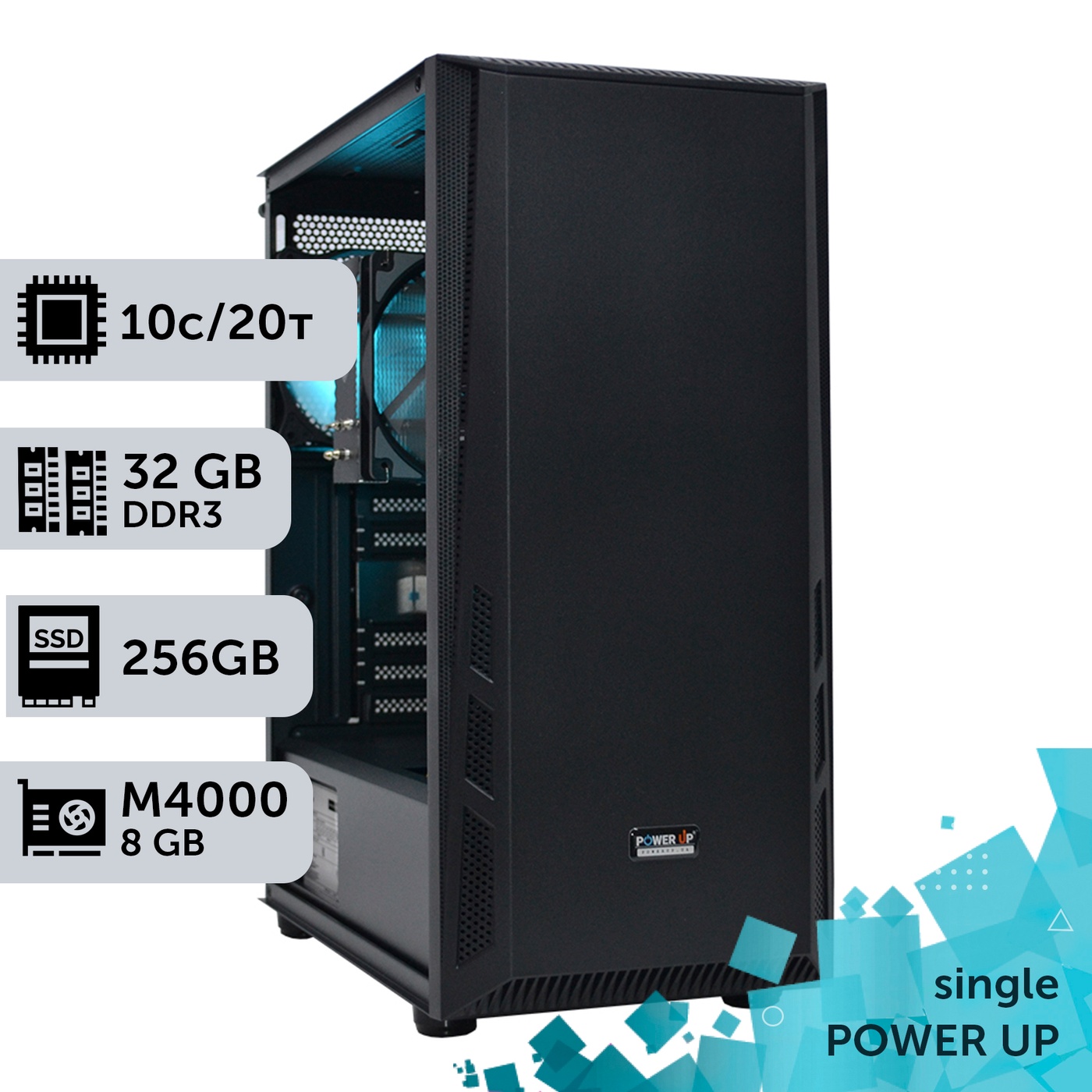 Рабочая станция PowerUp #232 Xeon E5 2690 v2/32 GB/HDD 1 TB/SSD 256GB/NVIDIA Quadro M4000 8GB