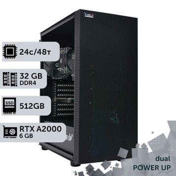 Двухпроцессорная рабочая станция PowerUp #283 Xeon E5 2690 v3 x2/32 GB/HDD 1 TB/SSD 512GB/NVIDIA Quadro RTX A2000 6GB