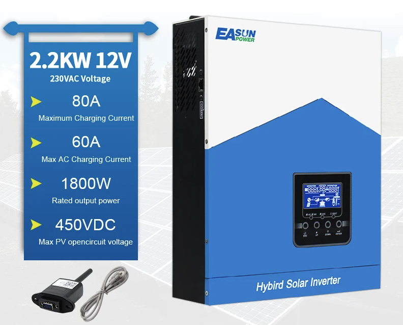 EASUN 2.2kW 12V ISolar-SMH-II-2.2KW Hybrid Solar Inverter with Wi-Fi (Uninterruptible Power Supply, UPS)