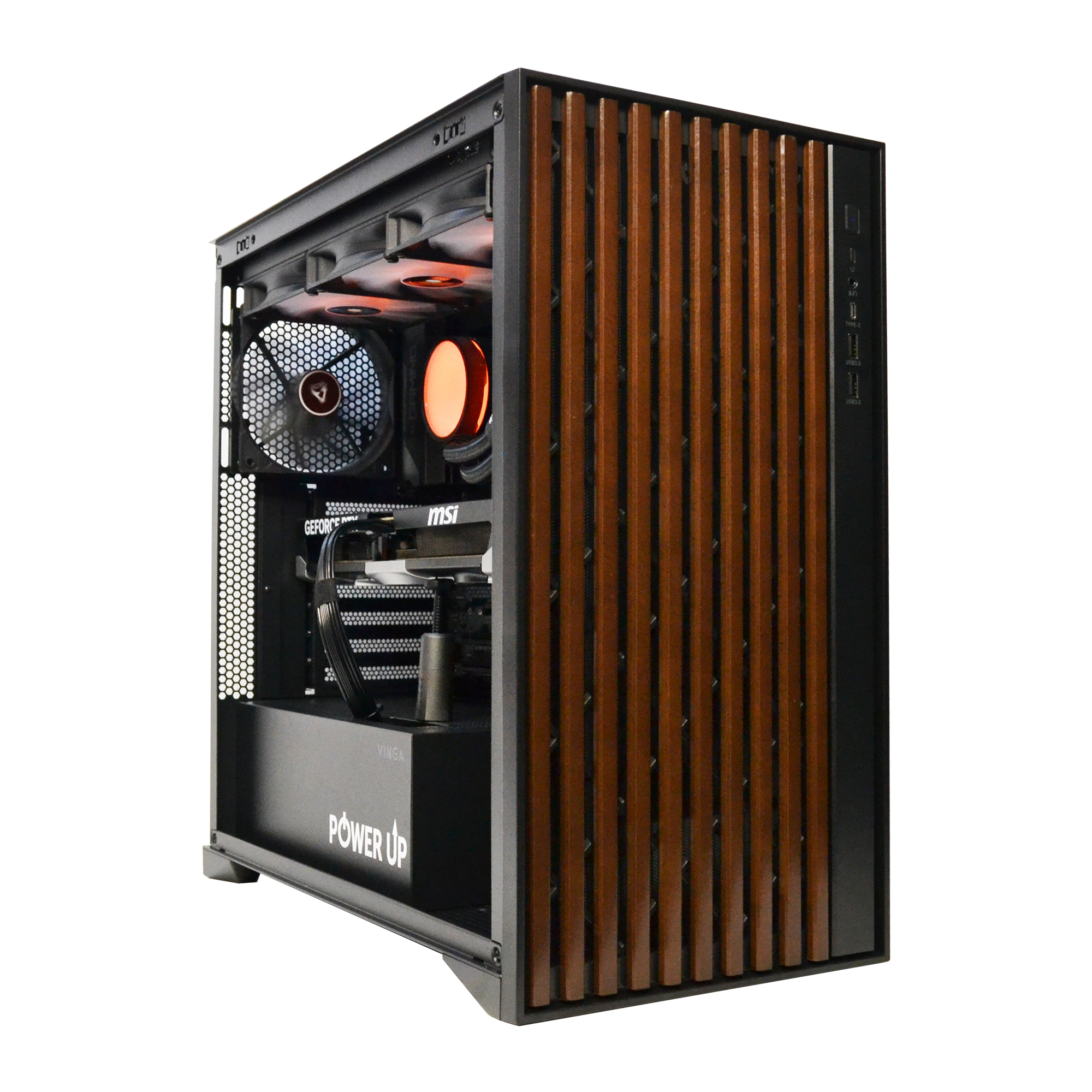 A high-wattage modular power supply with a set of cables. — Ryzen 5 7500 + RTX5070