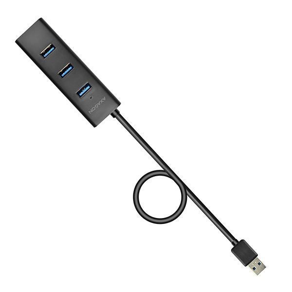 Хаб AXAGON HUE-S2BL USB3.0 CHARGING hub, 1.2м кабель, MicroUSB зарядка, Черный