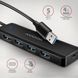 Хаб AXAGON HUE-C1A USB-A 5Гбіт/с TRAVEL hub, 20см Type-A, Чорний