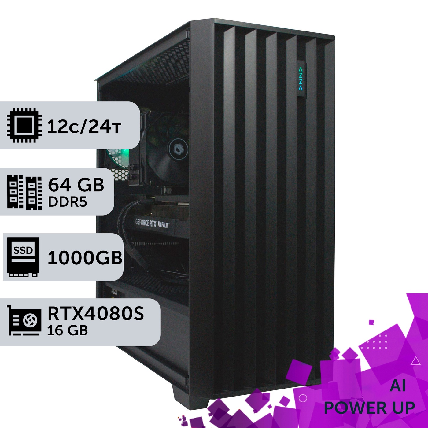 AI Workstation PowerUp #26 Ryzen 9 7900x/64 GB/SSD 1TB/GeForce RTX 4080 Super 16GB