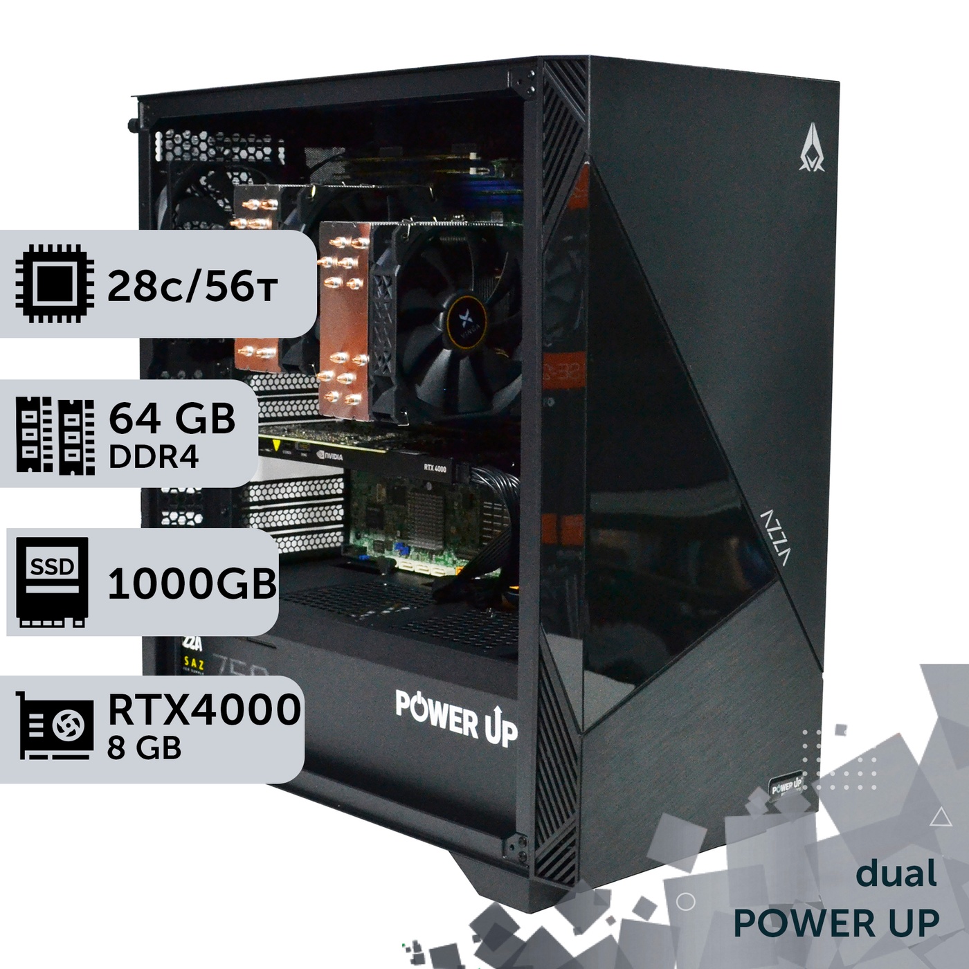 PowerUp Dual Processor Workstation #442 Xeon E5 2680 v4 x2/64 GB/SSD 1TB/NVIDIA Quadro RTX4000 8GB