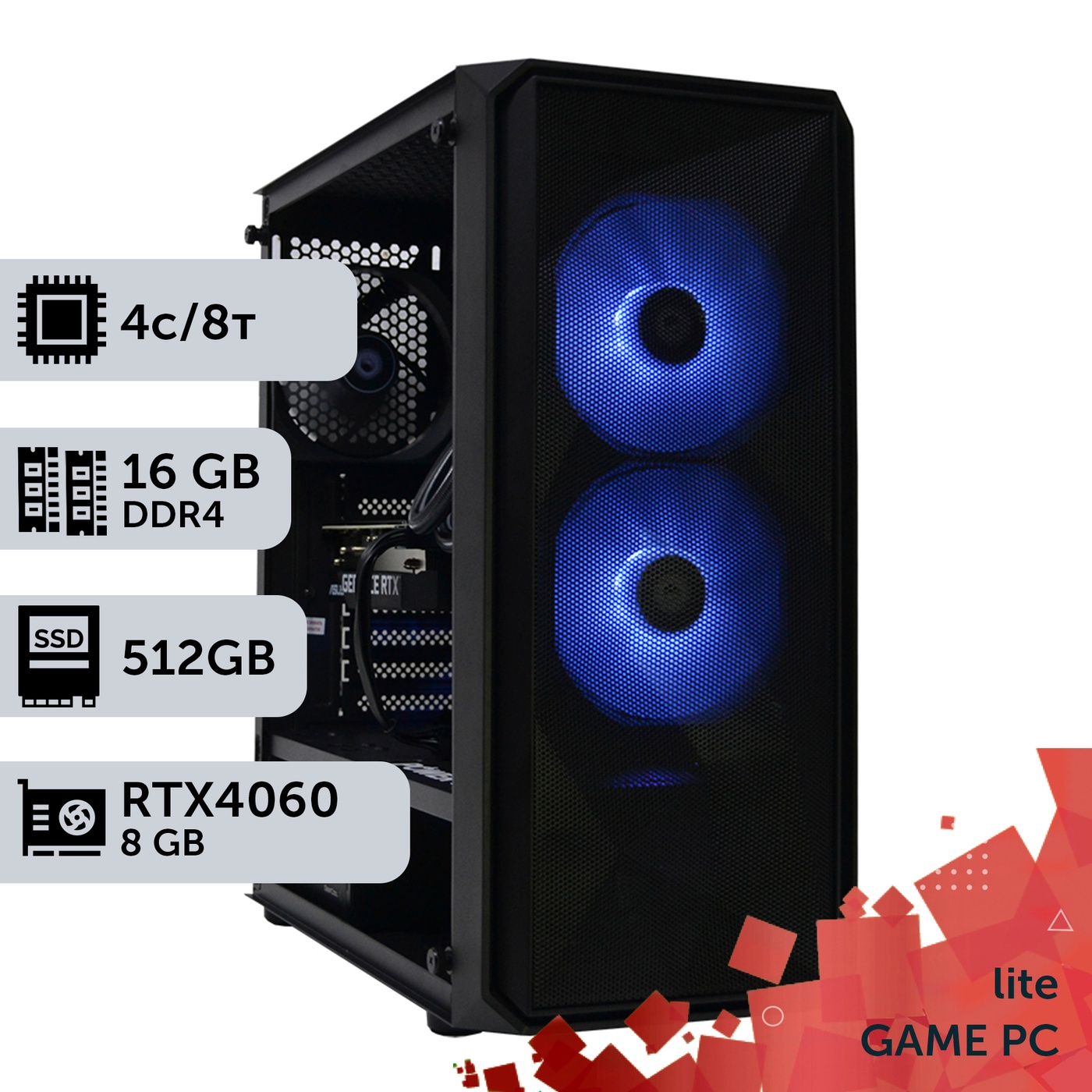 Игровой компьютер GamePC Lite #215 Core i3 12100F/16 GB/SSD 512GB/GeForce RTX 4060 8GB